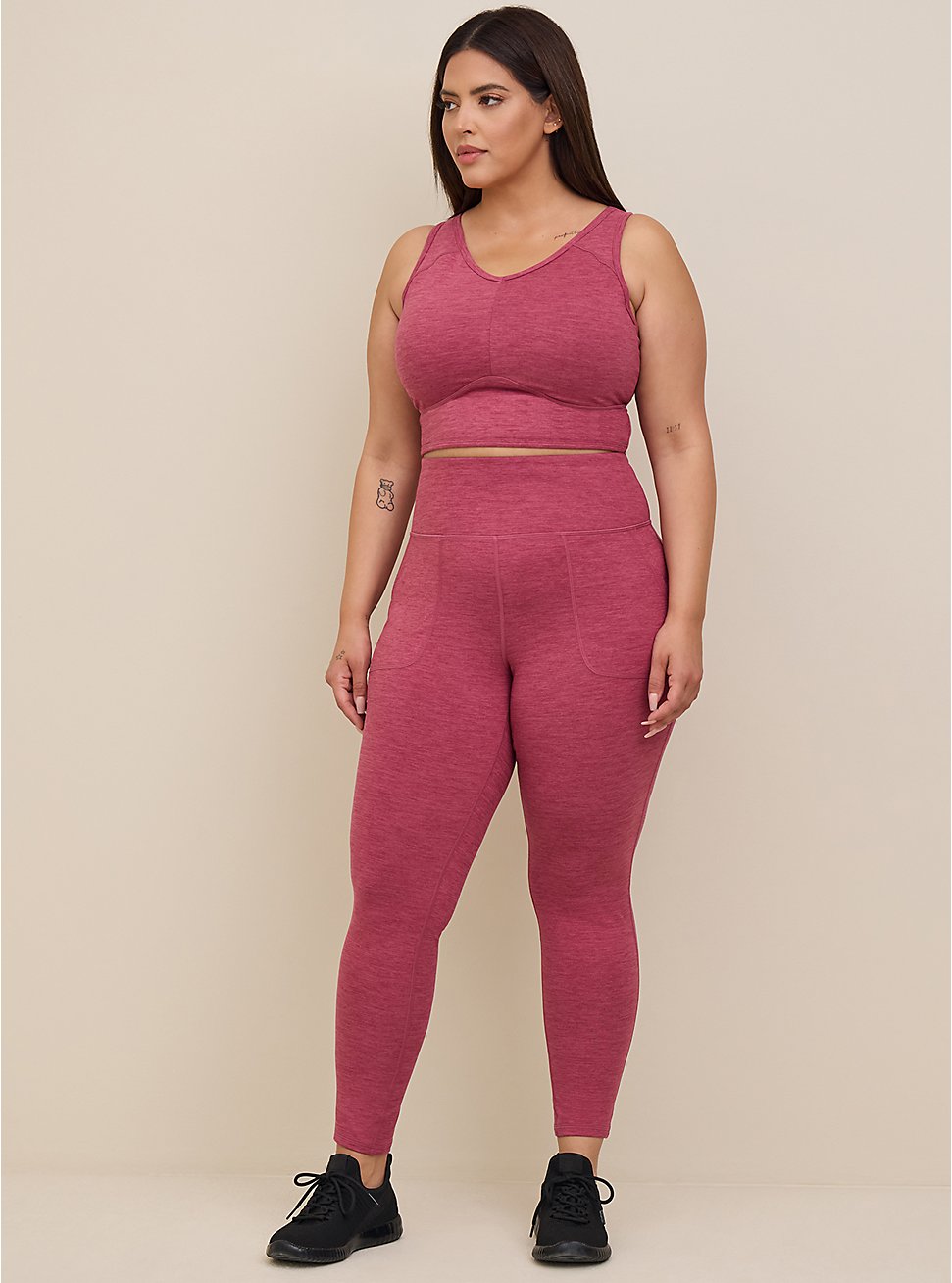 Super Soft Performance Jersey Full Length Active Legging With Patch Pocket, DUSTY ROSE, hi-res