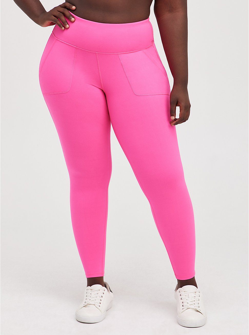 Plus Size Super Soft Performance Jersey Full Length Active Legging With Patch Pocket, PINK GLO, hi-res