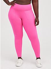 Plus Size Full Length Legging - Super Soft Performance Jersey Neon Pink, PINK GLO, hi-res