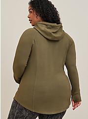 Plus Size Everyday Fleece Tunic Long Sleeve Active Hooded Sweatshirt, DUSTY OLIVE, alternate