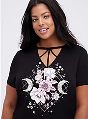 Classic Fit Strappy Tee - Floral Moon Black, DEEP BLACK, alternate