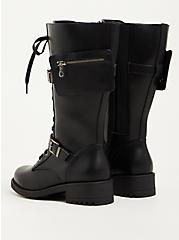 Combat Boot - Faux Leather Black (WW), BLACK, alternate
