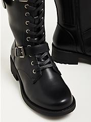 Plus Size Combat Boot - Faux Leather Black (WW), BLACK, alternate