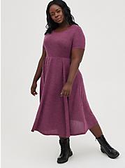 Plus Size Midi Skater Dress - Super Soft Plush Dark Purple, , hi-res