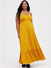 Plus Size Tiered Maxi Dress - Super Soft Yellow, GOLDEN YELLOW, hi-res