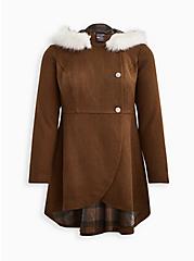 Plus Size Riding Coat - Outlander Fur Tweed , TEAKWOOD BROWN, hi-res
