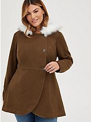 Plus Size Riding Coat - Outlander Fur Tweed , TEAKWOOD BROWN, hi-res