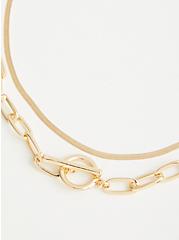 Link And Snake Link Layered Necklace - Gold Tone , , alternate
