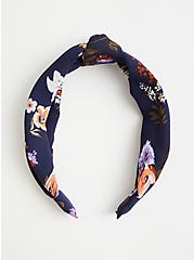 Navy Floral Knot Headband, , alternate