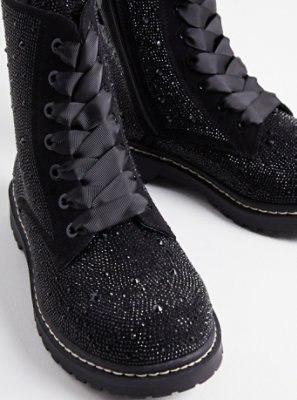 betsey johnson glitter combat boots