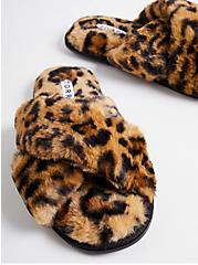 Plus Size Criss Cross Slipper - Faux Fur Leopard, LEOPARD, alternate