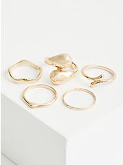 Crossover Ring Set of 5 - Gold Tone , GOLD, alternate