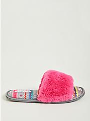 Plus Size Fur Band Slipper - Pink (WW), PINK, alternate
