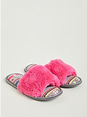Plus Size Fur Band Slipper - Pink (WW), PINK, hi-res