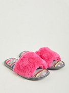 Plus Size Fur Band Slipper - Pink (WW), , hi-res