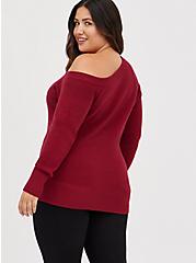 Off Shoulder Sweater - Red , RUMBA RED, alternate