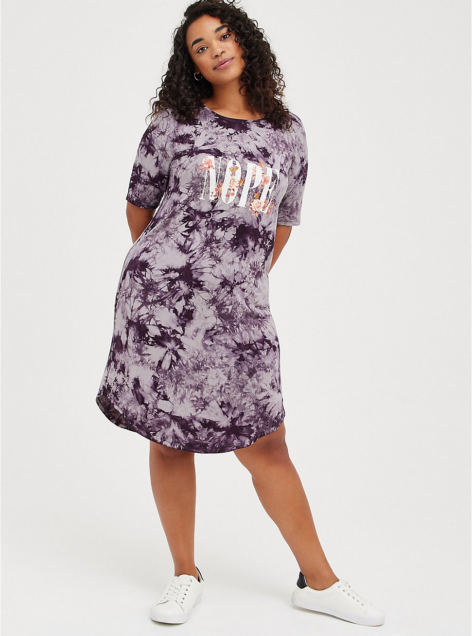 Favorite T-Shirt Dress - Super Soft Purple Tie Dye Nope, TIE DYE, hi-res