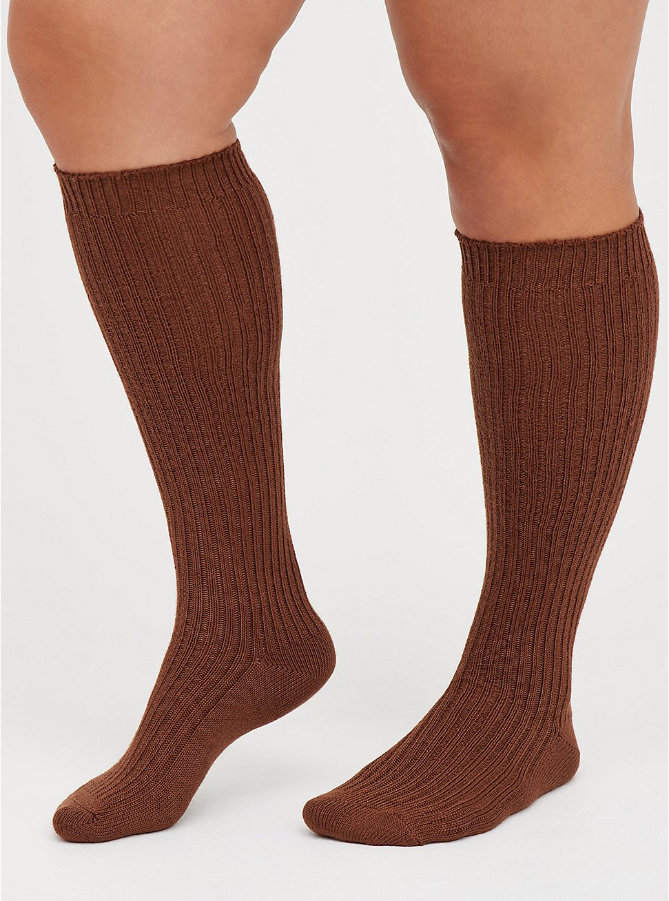 Plus Size Knee-High Socks - Butter Soft Brown , MULTI, hi-res