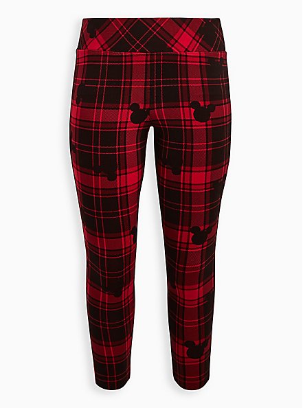 Plus Size Pixie Pant - Luxe Ponte Disney Mickey Mouse Plaid Red, MULTI, hi-res