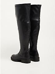 Plus Size Over The Knee Boot - Stretch Faux Leather Black (WW), BLACK, alternate