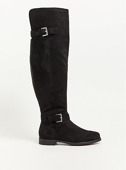 Double Buckle Over The Knee Boot (WW), BLACK, alternate