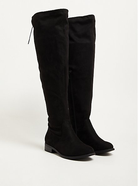 Stretch Flat Over The Knee Boot (WW), BLACK, hi-res