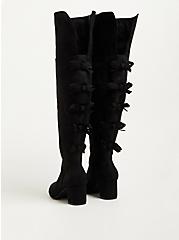 Bow Back Over The Knee Boot - Black Faux Suede (WW), BLACK, alternate