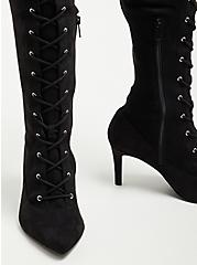Lace Up Over-The-Knee Heel - Faux Suede Black (WW), BLACK, alternate