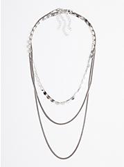 Plus Size Snake Chain Layered Necklace - Silver Tone, , alternate