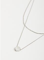 Dot & Disc Layered Necklace - Silver Tone, , alternate