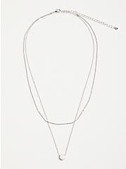 Dot & Disc Layered Necklace - Silver Tone, , hi-res