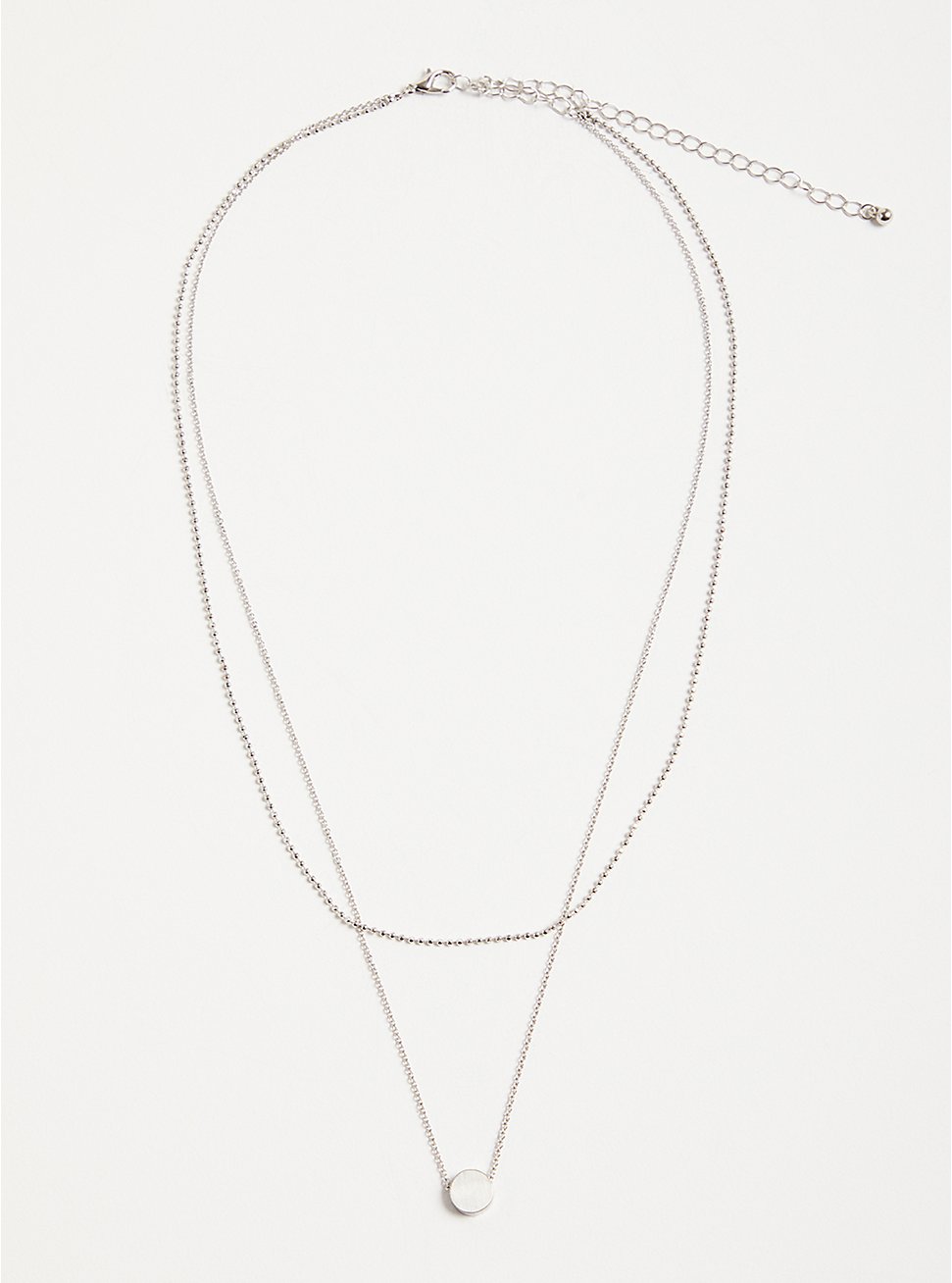 Dot & Disc Layered Necklace - Silver Tone, , hi-res