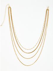 3 Layered Snake Chain Necklace - Gold Tone, , alternate