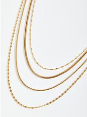 Plus Size 3 Layered Snake Chain Necklace - Gold Tone, , hi-res
