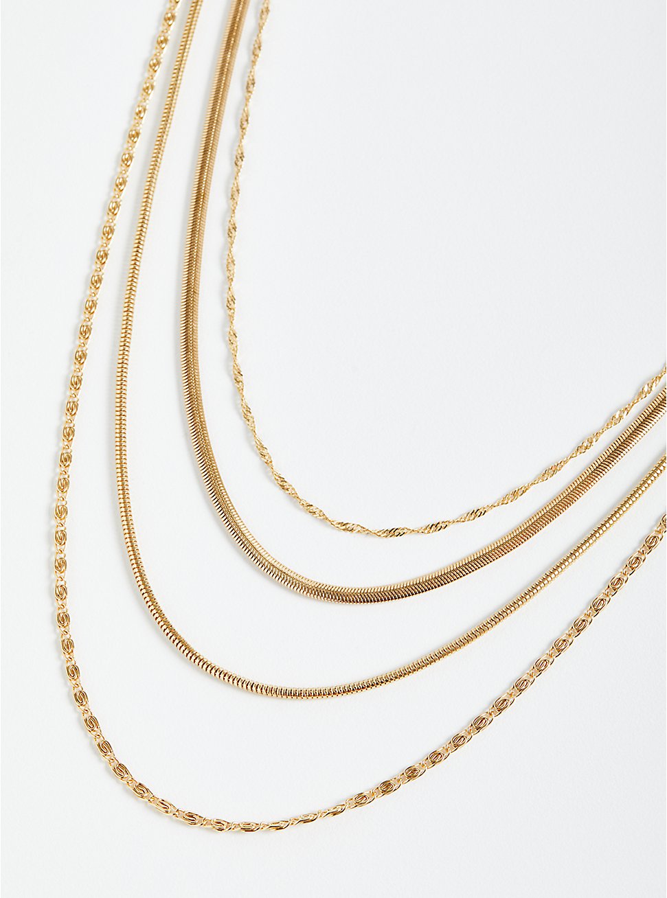 3 Layered Snake Chain Necklace - Gold Tone, , hi-res