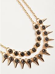 Plus Size Spike Layered Necklace - Gold Tone, , alternate