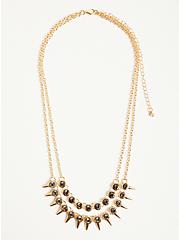 Plus Size Spike Layered Necklace - Gold Tone, , hi-res