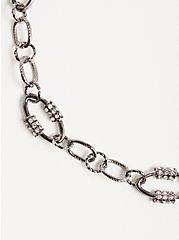 Plus Size Link Necklace with Pave Detail - Hematite Tone, , alternate