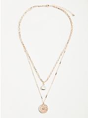 Opal & Disk Layered Necklace - Rose Gold Tone, , hi-res