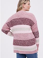 Plus Size Slouchy Tunic Sweater - Pink Stripe , STRIPE - MULTICOLOR, alternate