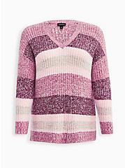 Slouchy Tunic Sweater - Pink Stripe , STRIPE - MULTICOLOR, hi-res