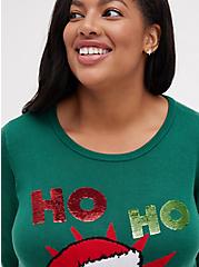 Plus Size Embellished Sweater - Disney Mickey & Friends Donald Duck Ho Ho No Green, EVERGREEN, alternate
