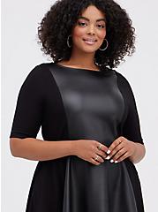 Plus Size Skater Dress - Luxe Ponte Coated Black, DEEP BLACK, alternate