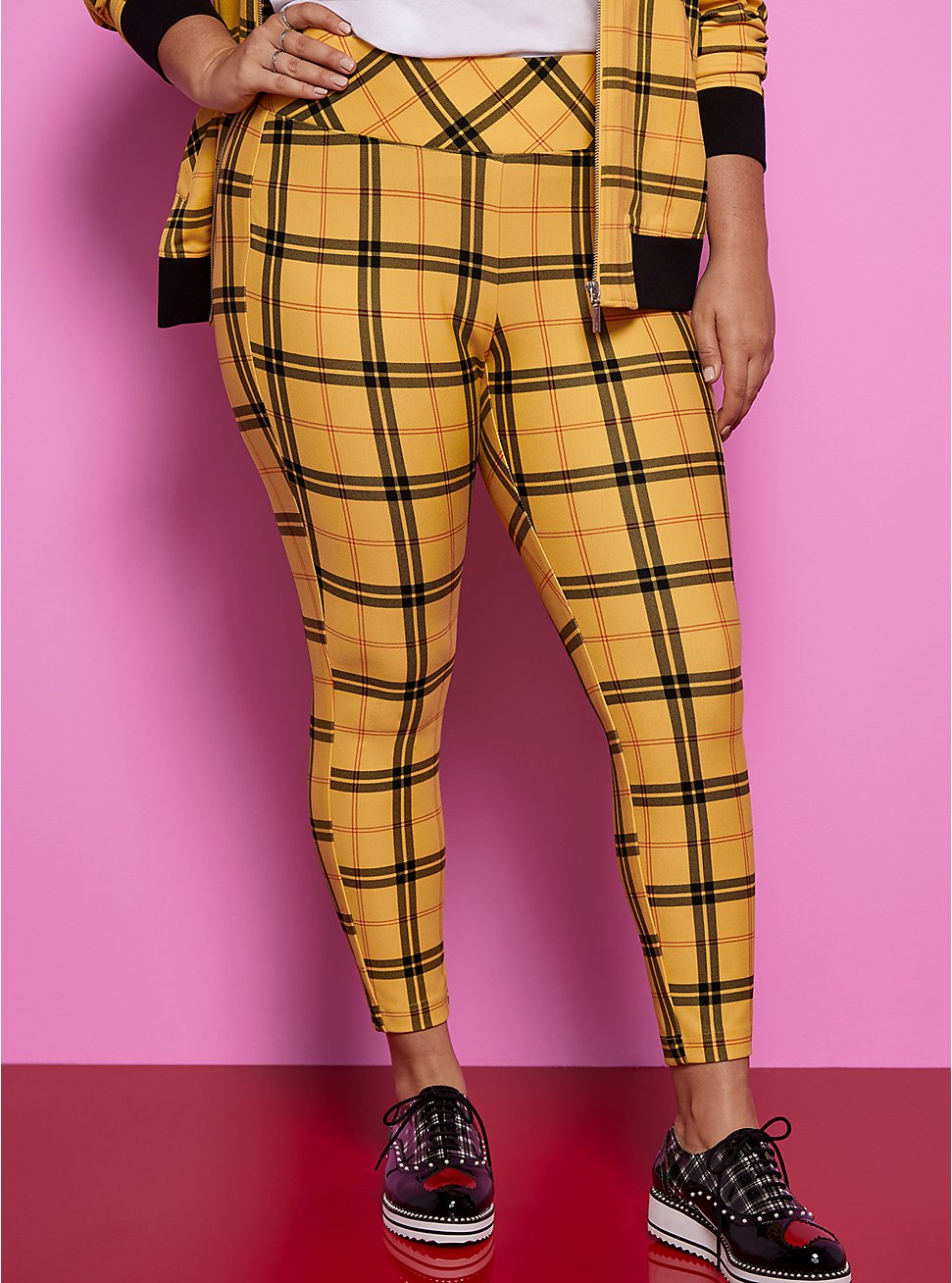 Plus Size Betsey Johnson Pixie Pant - Luxe Ponte Plaid Yellow, OTHER PRINTS, hi-res