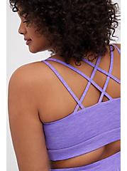 Plus Size Strappy Low-Impact Sports Bra - Super Soft Performance Jersey Neon Lavender, LAVENDER, alternate