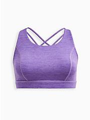 Plus Size Strappy Low-Impact Sports Bra - Performance Super Soft Jersey Neon Lavender, LAVENDER, hi-res
