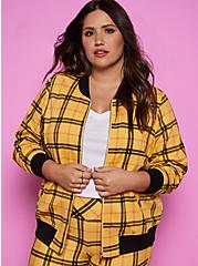 Betsey Johnson Bomber - Luxe Ponte Yellow Plaid, OTHER PRINTS, hi-res