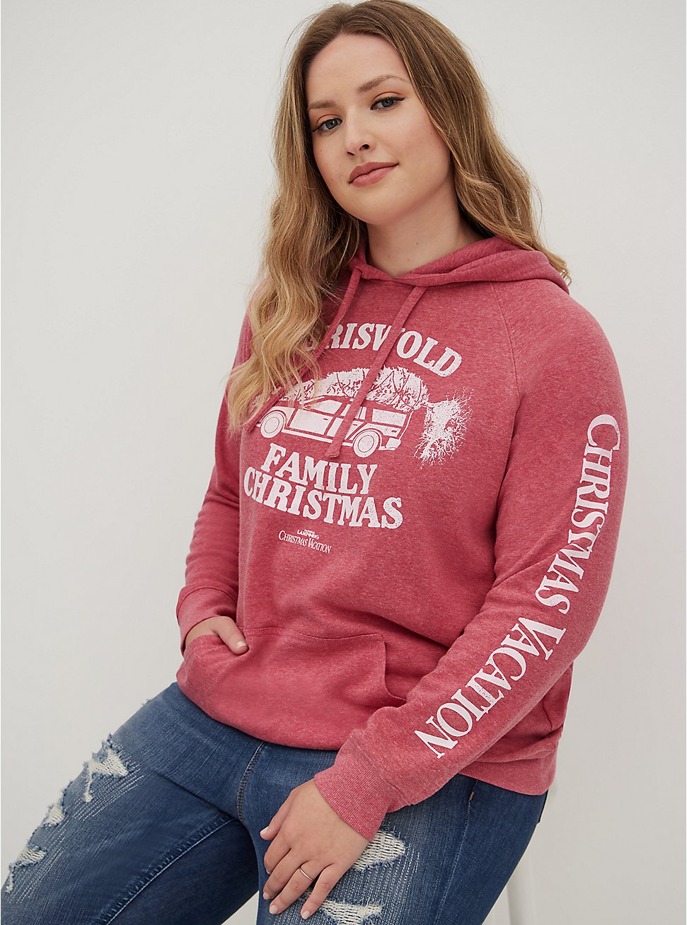 Plus Size National Lampoon's Vacation Pullover Hoodie - Cozy Fleece Griswold Family Christmas Red, JESTER RED, hi-res