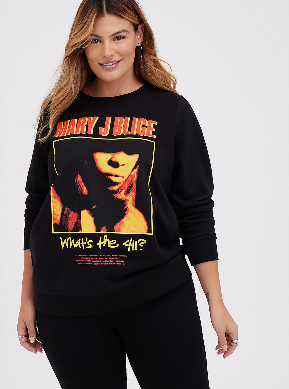 Sweatshirt - Cozy Fleece Mary J Blige Black, DEEP BLACK, hi-res