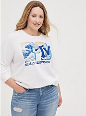 Sweatshirt - Cozy Fleece MTV Wave White, BRIGHT WHITE, hi-res